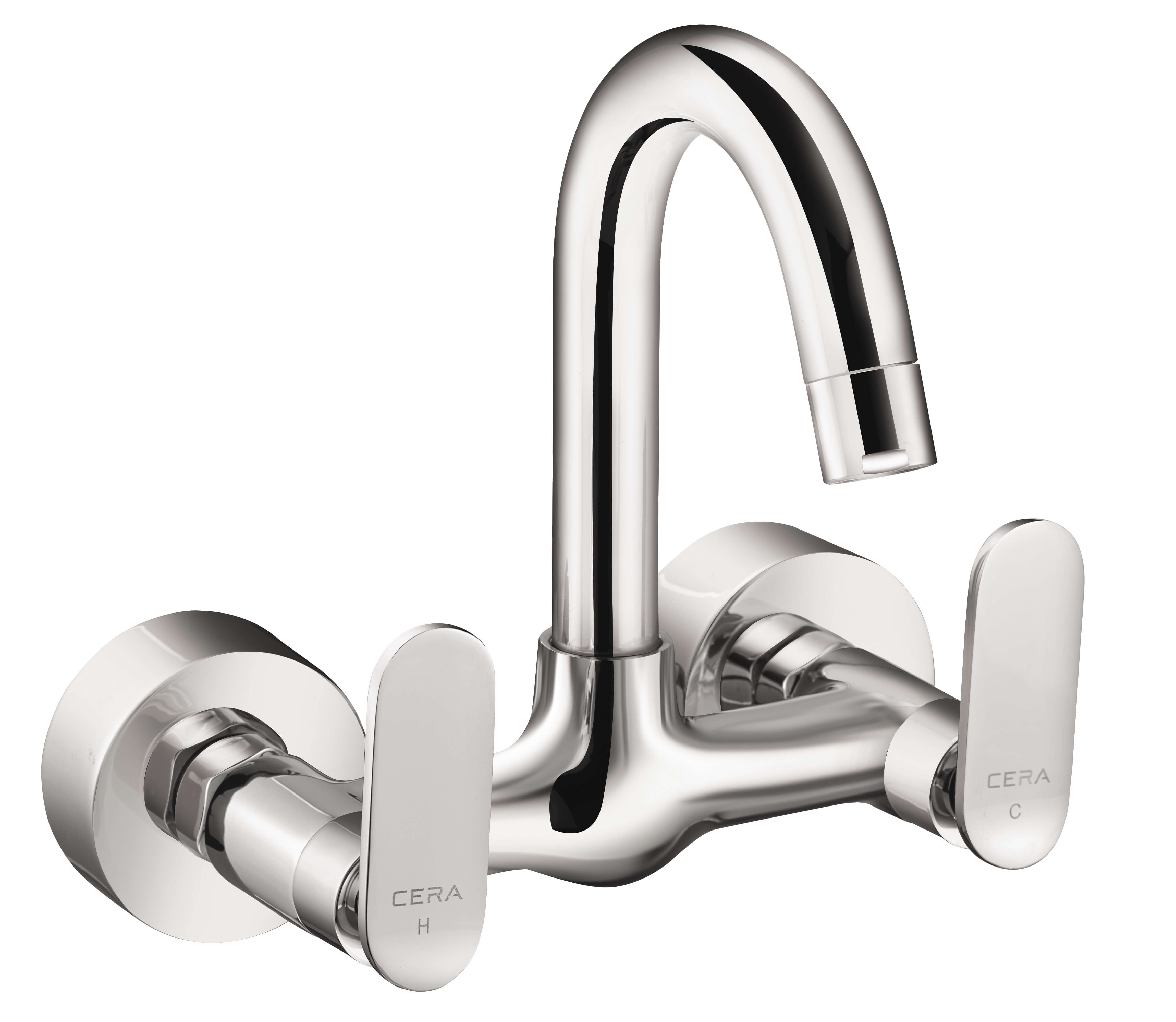Brooklyn Sink Mixer with 6" Long Swivel Spouts and Wall Flange Chrome-F1018501