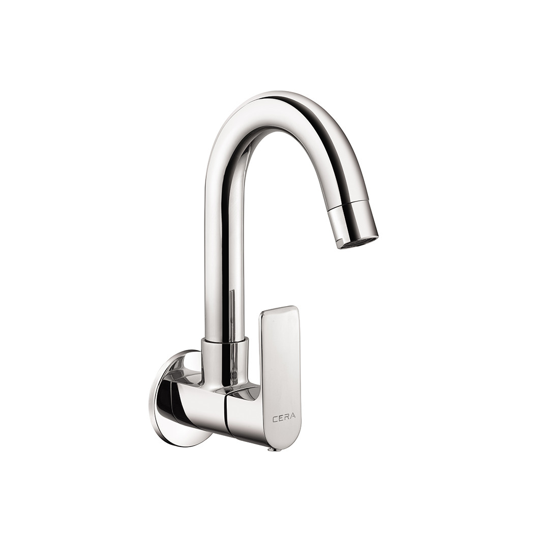 Chelsea Sink Cock with 6" Long Swivel Spout and Wall Flange Chrome-F1016251