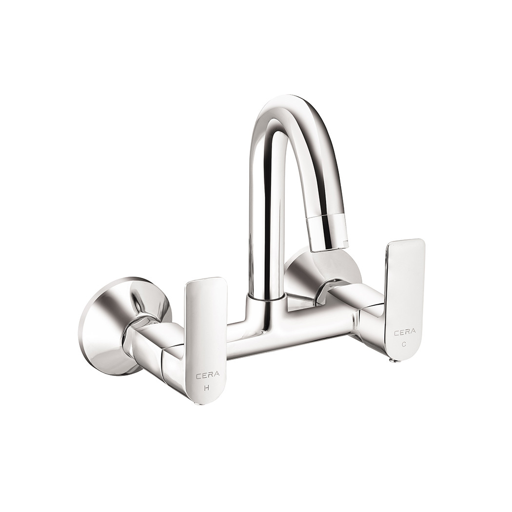 Chelsea Sink Mixer with 6" Long Swivel Spout and Wall Flange Chrome-F1016501