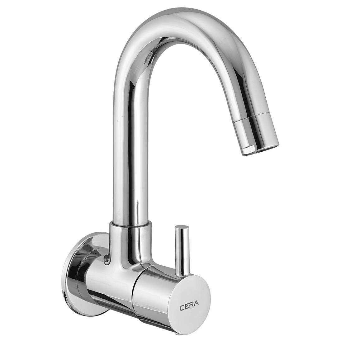Fountain Sink Cock with 6" Long Swivel Spout and Wall Flange Chrome-F2013251
