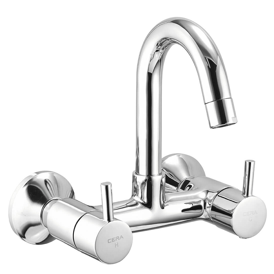 Fountain Sink Mixer with 6" Long Swivel Spout and Wall Flange Chrome-F2013501