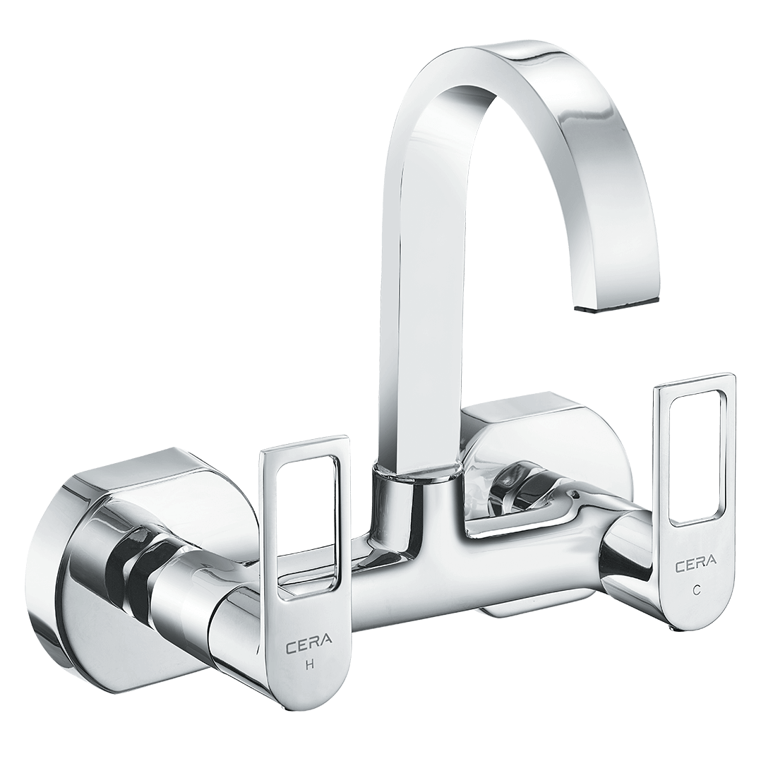 Winslet Sink Mixer with 6" Long Swivel Spout wall Flange Chrome-F1099501