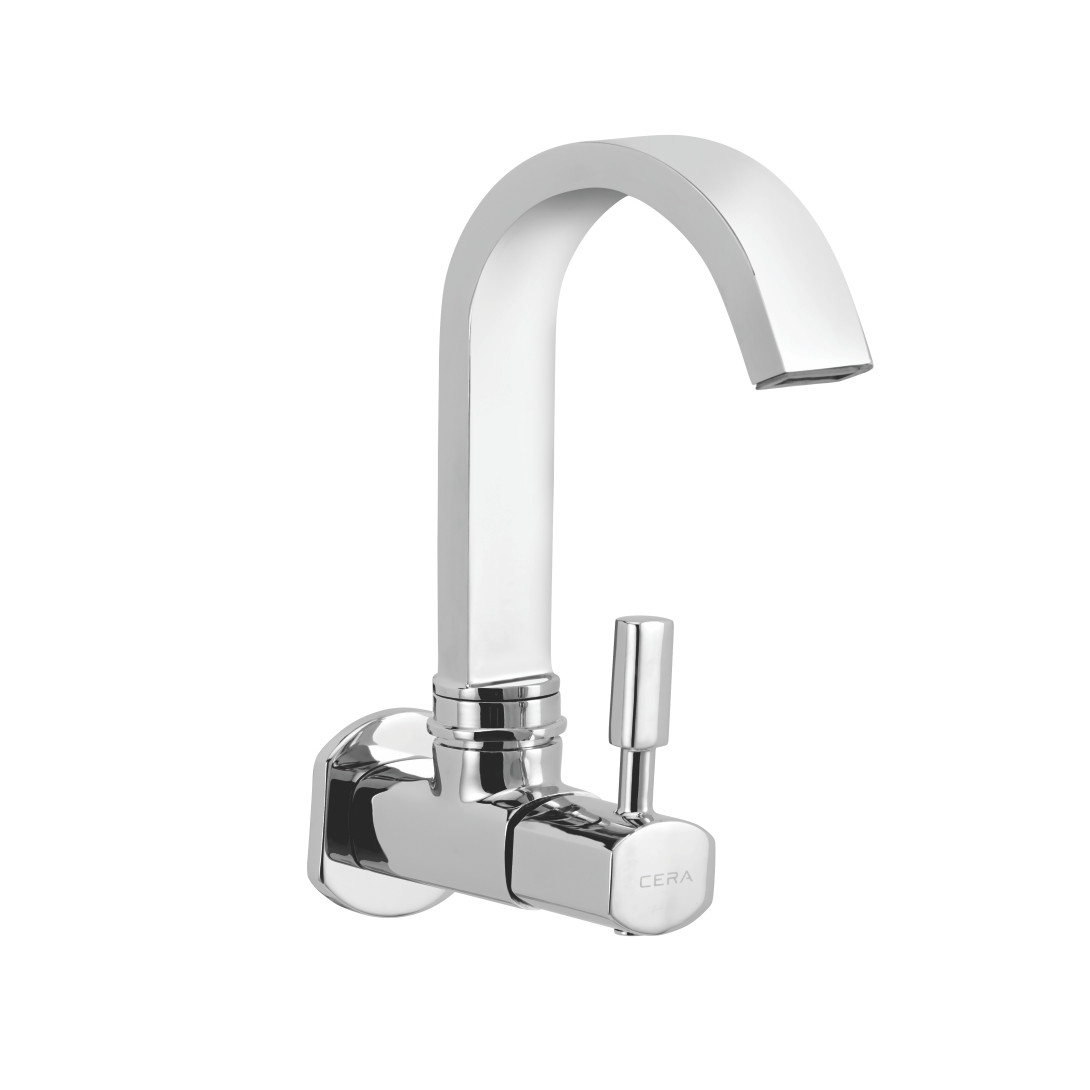 Gayle Sink Cock with 6" Long Swivel Spout and Wall Flange Chrome-F1014251