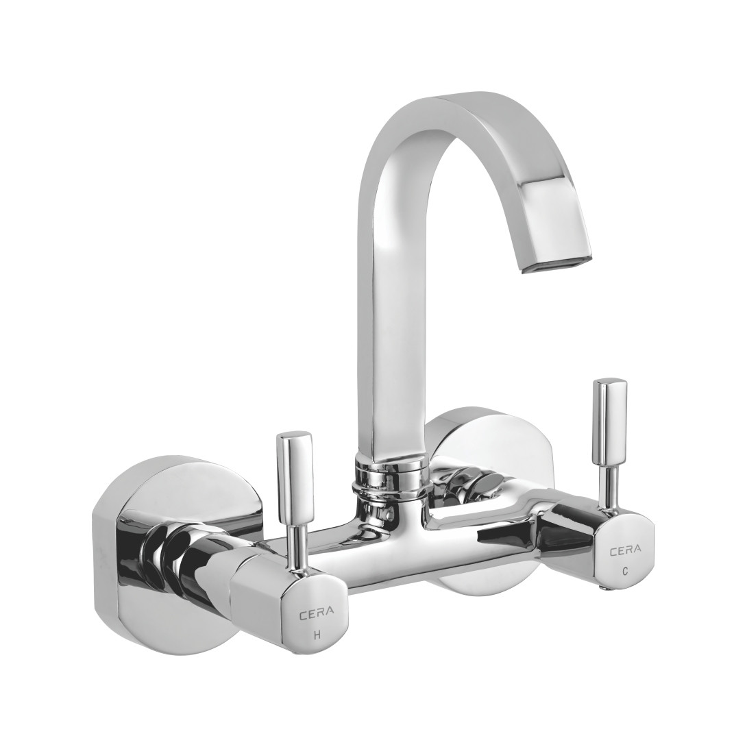 Gayle Sink Mixer with 6" Long Swivel Spout and Wall Flange Chrome-F1014501