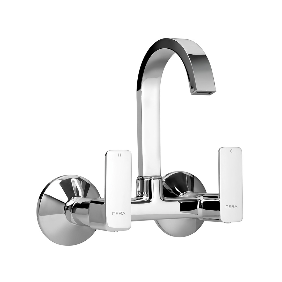 Ruby Sink Mixer with 6” Long Swivel Spout and Wall Flange Chrome-F1005501