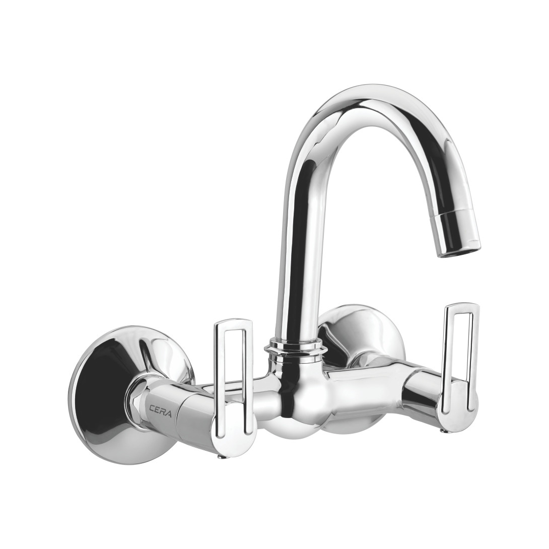 Topaz Sink Mixer with 6” Long Swivel Spout and Wall Flange Chrome-F2007501