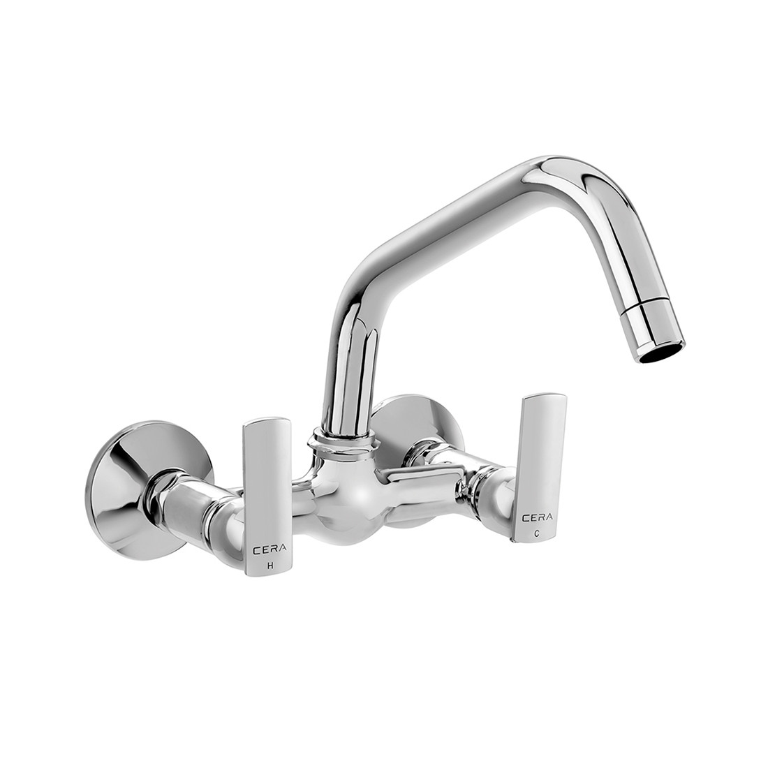 Titanium Sink Mixer with 8” Swivel Spout and Wall Flange Chrome- F1003511