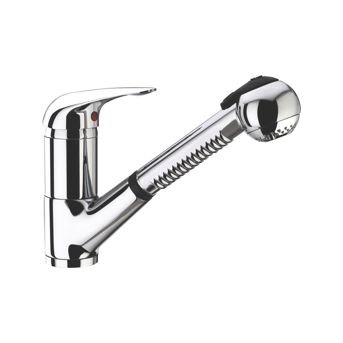 Platinum Single Lever Sink Mixer with Swivel Spout and Pull Out Hand Shower Chrome-F1001561