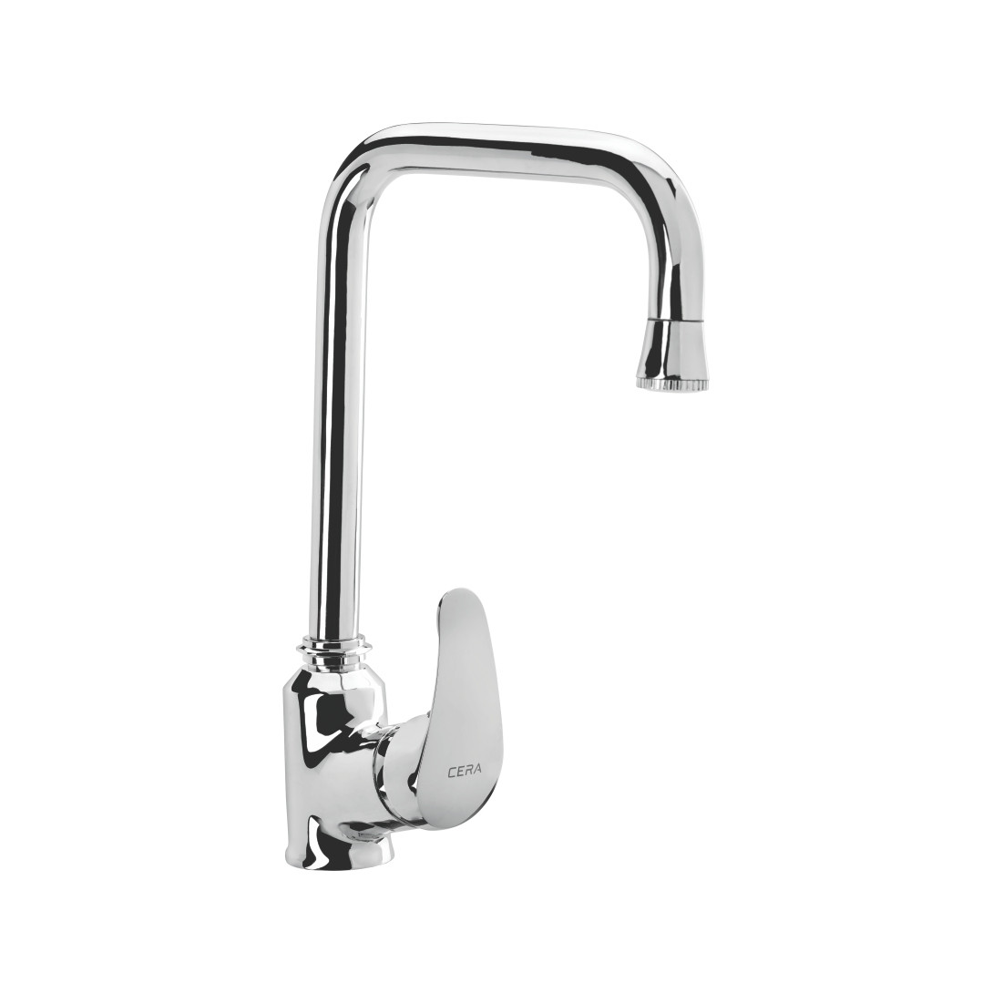 Platinum Single Lever Sink Mixer with 9” Long Swivel Spout Chrome-F1001571