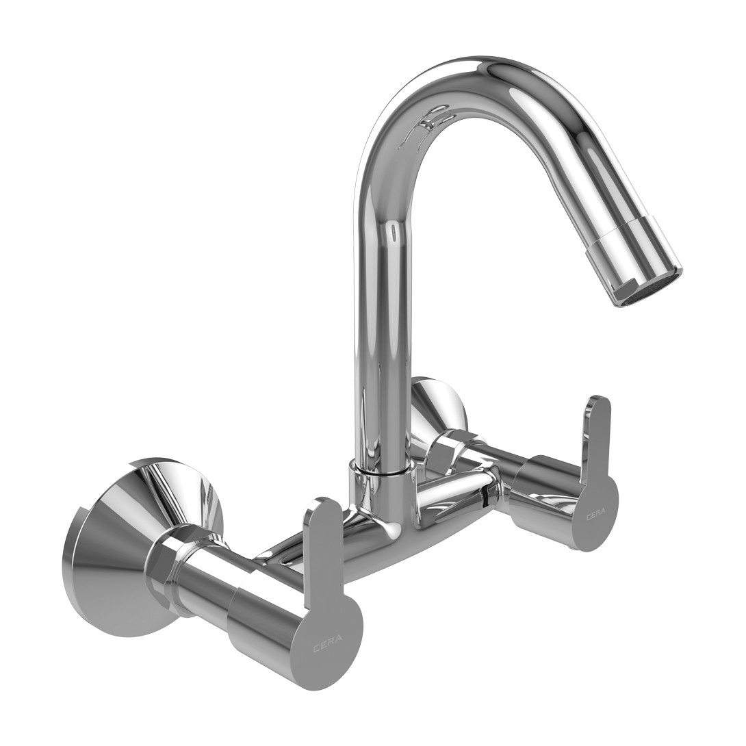 Victor Sink Mixer with 7.5" Long Swivel Spout and Wall Flange Chrome-F1015501