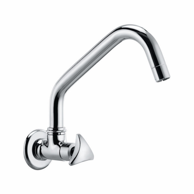 Diva Sink Cock with 7.5” Long Swivel Spout and Wall Flange Chrome-F2010251