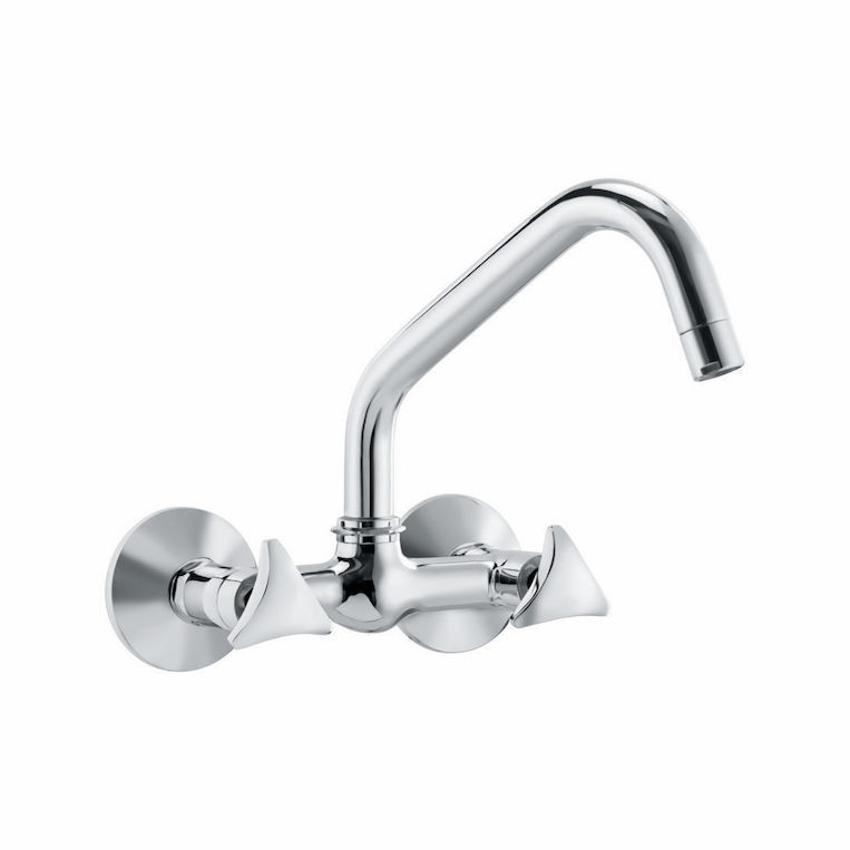 Diva Sink Mixer with 7.5” Long Swivel Spout and Wall Flange Chrome- F2010501