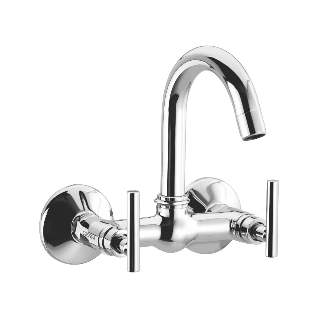 Dew Sink Mixer with 6” Long Swivel Spout and Wall Flange Chrome-F2003501