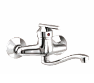 Dew Single Lever Sink Mixer with 7” Long Swivel Spout and Wall Flange Chrome-F2003531