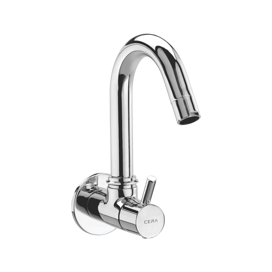 Mist Sink Cock with 6" Long Swivel Spout and Wall Flange Chrome-F2004251