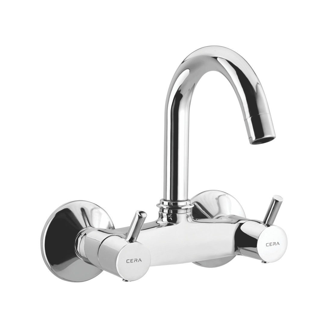 Mist Sink Mixer with 6" Long Swivel Spout and Wall Flange Chrome-F2004501