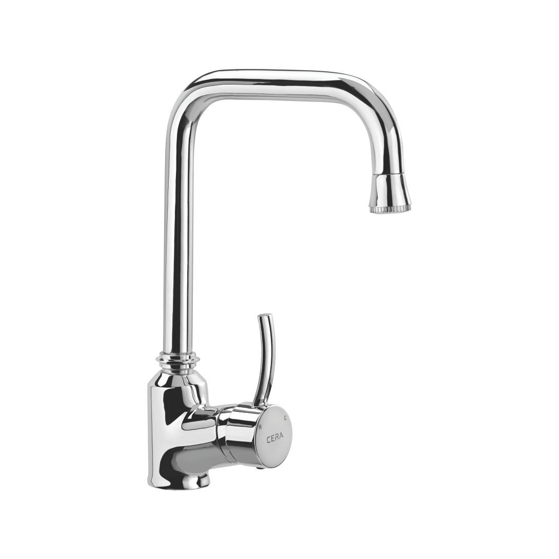 Crayon Single Lever Sink Mixer with 9" Long Swivel Spout Chrome-F2008571