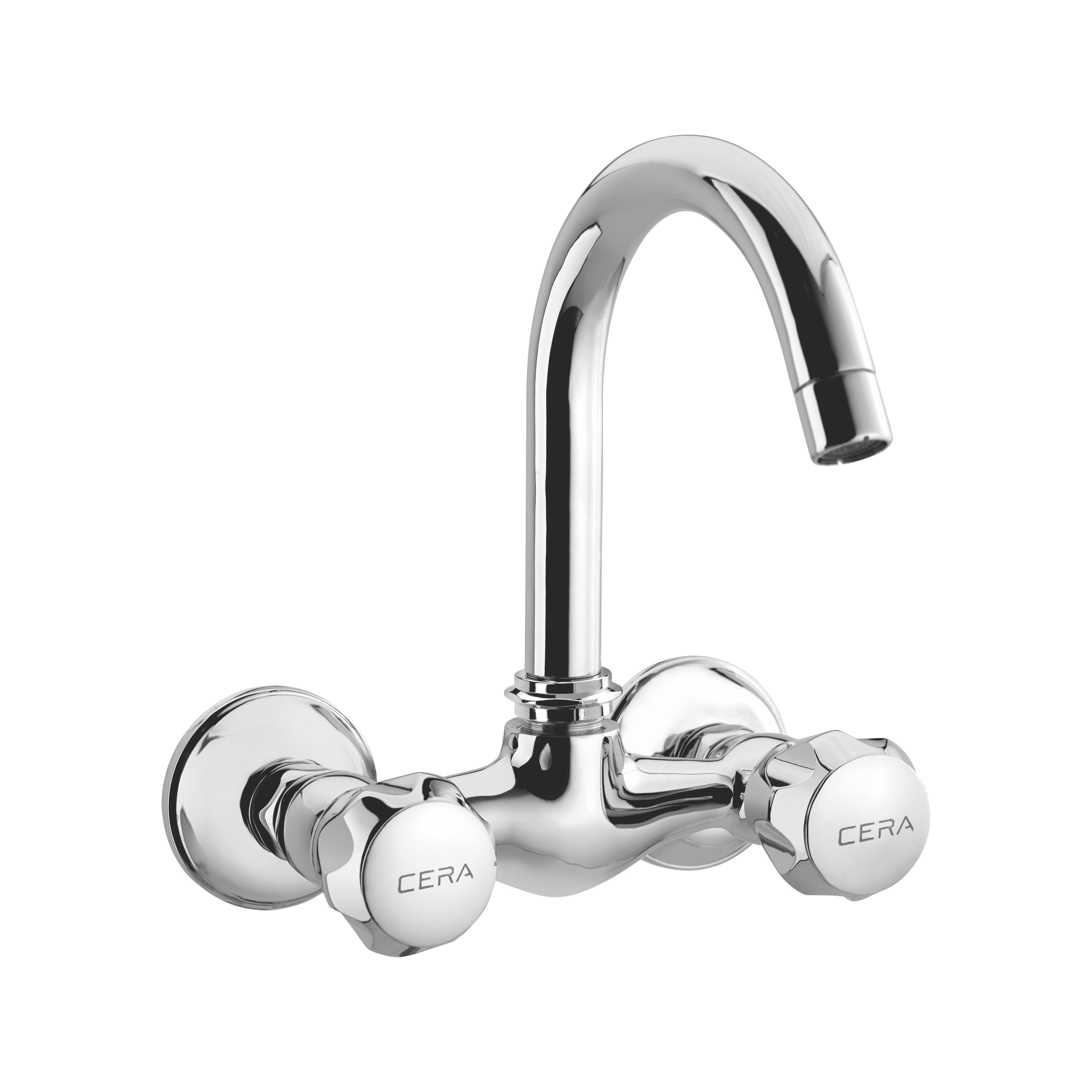 Ocean Sink Mixer Quarter Turn with 6.5" Long Swivel Spout and Wall Flange Chrome-F2006501