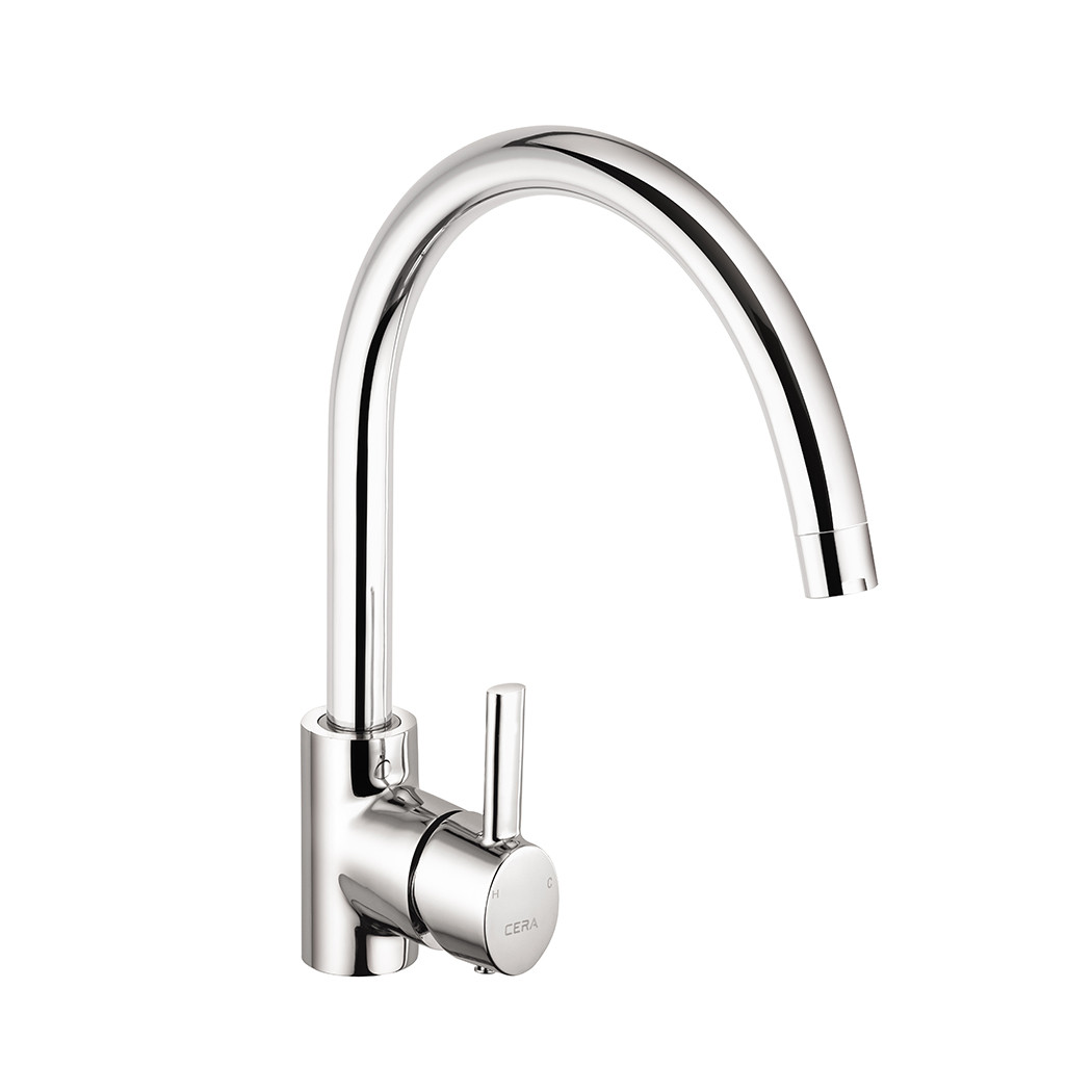 Ripple Single Sink Mixer with 9" Long Swivel Spout Chrome-F1017551