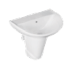 Fuji 570 x 440 x 440 mm Wall Hung Wash Basin with Half Pedestal White- (WFU0701SW, WFU0802SW)