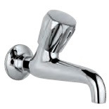 Long Body Bib Cock with Wall Flange Full Turn Chrome Finish - CON-CHR-107KN
