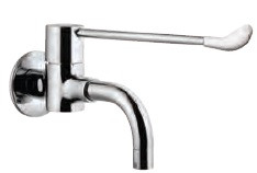 Florentine Bib Cock with Extended Lever Handle and Wall Flange Chrome Finish - FLR-CHR-5043N