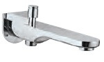 Bathtub Spout with Button Attachment for Hand Shower with Wall Flange Chrome Finish - SPJ-CHR-10463PM