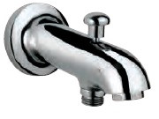 Bathtub Spout with Button Attachment with Built-in Flange with Inclined Shape Chrome Finish - SPJ-CHR-461