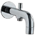 Bathtub Spout with Button Attachment for Hand Shower with Wall Flange Chrome Finish - SPJ-CHR-5463