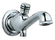 Bathtub Spout with Button Attachment for Hand Shower with Wall Flange Chrome Finish - SPJ-CHR-7463