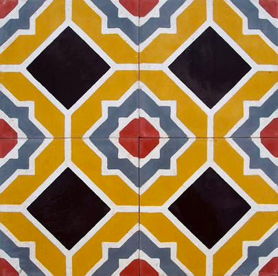 200 mm x 200 mm AT1002 Athangudi Floor Tile - Glossy Finish