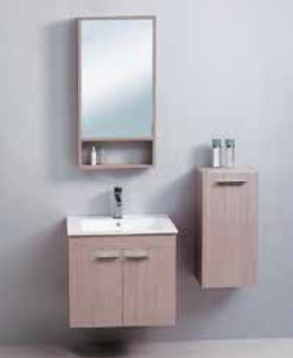 Araro 600 X 460 X 600 mm Wall Mounted Base Cabinet with Under Counter Wash Basin and Wall Hung Mirror and Cabinet EC - 417