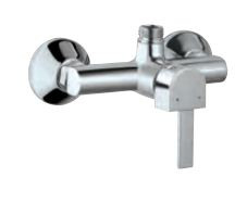 Single Lever Exposed Shower Mixer with Provision for Connection to Exposed Shower Pipe with Connecting Legs and Wall Flanges Chrome Finish - DRC-CHR-37147