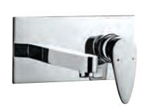 Exposed Part Kit of Single Lever Basin Mixer Wall Mounted Consisting of Operating Lever, Wall Flange, Nipple and Spout Chrome Finish - VGP-CHR-81233K