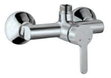 Single Lever Exposed Shower Mixer with Provision for Connection to Exposed Shower Pipe with Connecting Legs and Wall Flanges Chrome Finish - FUS-CHR-29147