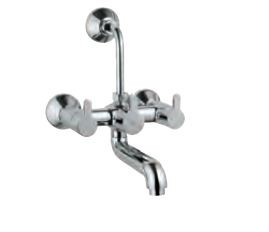 Wall Mixer with Provision for Overhead Shower with 115 mm Long Bend Pipe on Upper Side, Connecting Legs and Wall Flanges Quarter Turn Chrome Finish - FUS-CHR-29273UPR