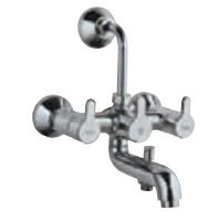 Wall Mixer 3-in-1 System with Provision for both Hand Shower and Overhead Shower Complete with 115 mm Long Bend Pipe, Connecting Legs and Wall Flange Quarter Turn Chrome Finish - FUS-CHR-29281