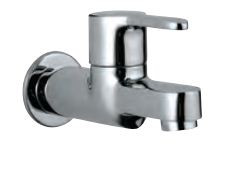 Bib Cock with Wall Flange Quarter Turn Chrome Finish - FUS-CHR-29037