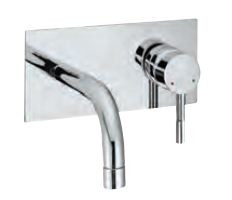 Exposed Part Kit of Single Lever Basin Mixer Wall Mounted Consisting of Operating Lever, Wall Flange, Nipple and Spout SOL-CHR-6233K