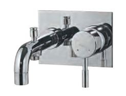 Single Lever High Flow Bath and Shower Mixer Wall Mounted Model with Button Spout Chrome Finish - SOL-CHR-6137
