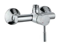Single Lever Exposed Shower Mixer with Provision for Connection to Exposed Shower Pipe with Connecting Legs and Wall Flanges Chrome Finish - SOL-CHR-6147
