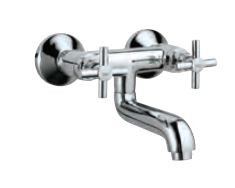 Wall Mixer Non-Telephonic Shower Arrangement with Connecting Legs and Wall Flanges Quarter Turn Chrome Finish - SOL-CHR-6219