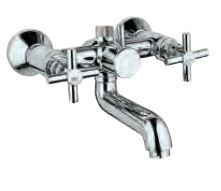Wall Mixer with Telephone Shower Arrangement, Connecting Legs and Wall Flanges but without Crutch and Telephone Shower Quarter Turn Chrome Finish - SOL-CHR-6217