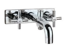 Two Concealed Stop Cocks with Bath Spout Button Attachment Quarter Turn Chrome Finish - SOL-CHR-6437