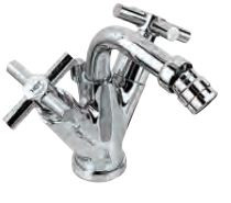 1 - Hole Bidet Mixer with Popup Waste System with 375 mm Long Braided Hoses Quarter Turn Chrome Finish - SOL-CHR-6613B