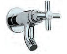 Bib Cock with Wall Flange Quarter Turn Chrome Finish - SOL-CHR-6037