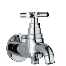 2 Way Bib Cock with Wall Flange Quarter Turn Chrome Finish - SOL-CHR-6041