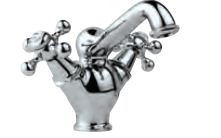 Central Hole Basin Mixer with Regular Spout with Popup Waste System with 450 mm Long Braided Hoses Quarter Turn Chrome Finish - QQT-CHR-7169B