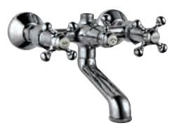 Wall Mixer with Telephone Shower Arrangement, Connecting Legs and Wall Flanges but without Crutch and Telephone Shower Quarter Turn Chrome Finish - QQT-CHR-7217