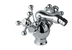 1-Hole Bidet Mixer with Popup Waste System with 375 mm Long Braided Hoses Quarter Turn Chrome Finish - QQT-CHR-7613B